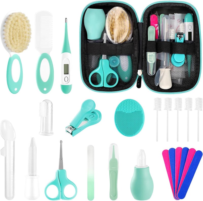 POPYJAN Baby Healthcare and Grooming Kit for Newborn Kids, 24PCS Upgraded Safety Baby Care Kit, Newborn Nursery Health Care Set, Baby Care Products (Green) - Image 1